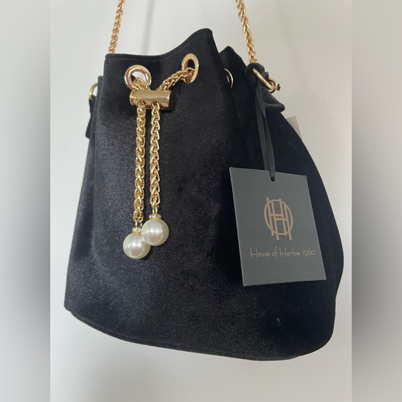 HOUSE OF HARLOW 1960 Chic Crossbody Bag Chain Strap Small Black NEW - Picture 4 of 8